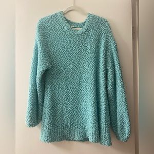 Zenana Premium Blue Popcorn Sweater Long Sleeve Size Medium